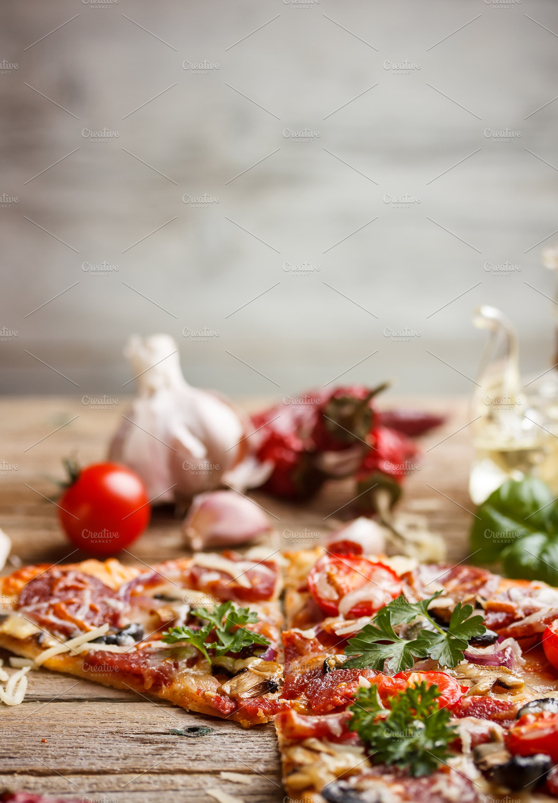 Homemade Pizza Featuring Food Garlic And Still Life