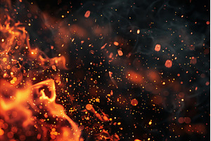 Burning fire flames and sparks, an Abstract Photo by Ylivdesign