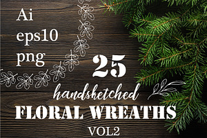 25 handsketched wreaths. VOL2