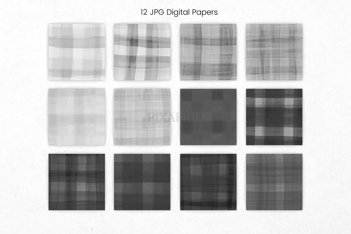 Black and Grey Watercolor Plaid, a Background Graphic by Pixafied (Photo 3 of 3)