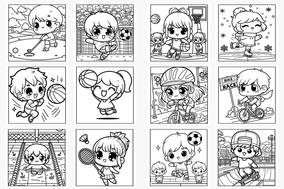 Sports Coloring Pages: Kids Playing, a Sport Illustration by Lamia Emad (Photo 3 of 3)