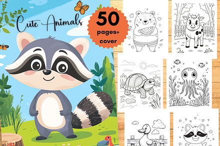 Cute Animals Coloring Book for Kids, an Animal Illustration by LA Design