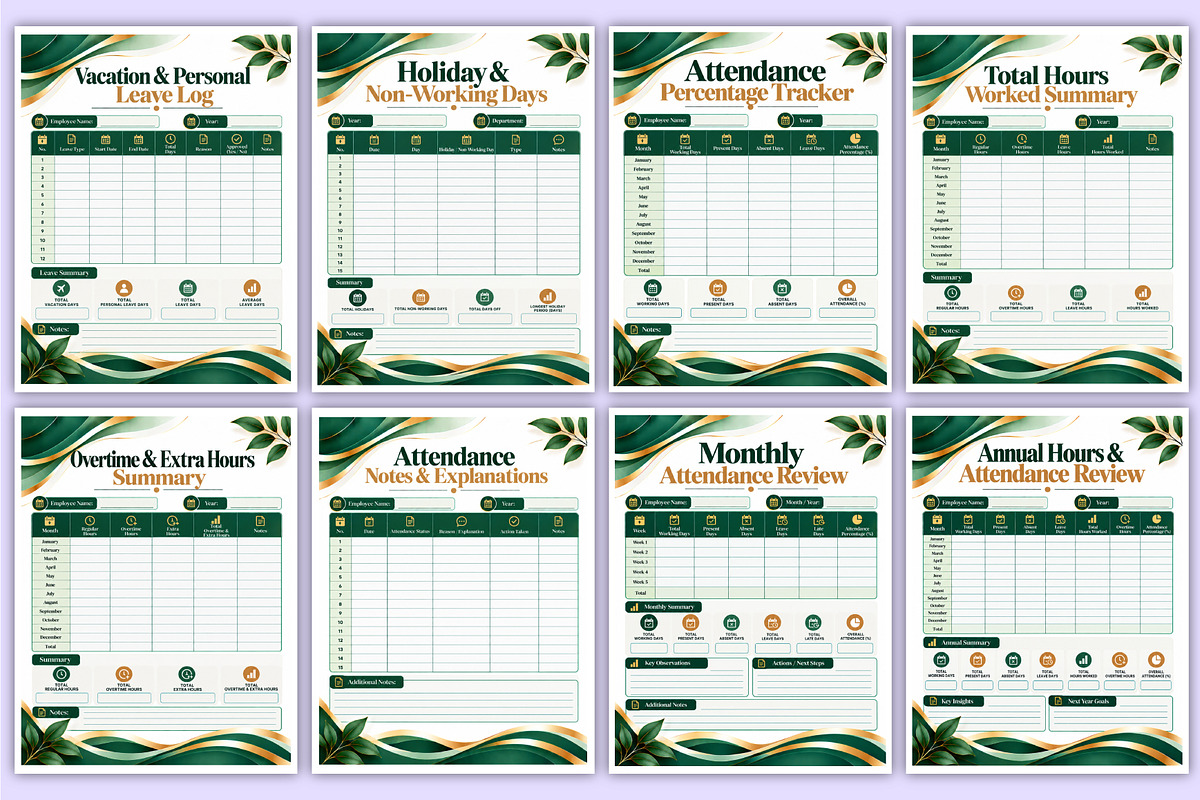 Attendance and Hours Log | Employee, a Stationery Template by Mustafiz (Photo 4 of 4)