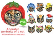 Portraits of tortoiseshell cat, an Animal Illustration by Watercolor fantasy (Thumbnail 1 of 6)