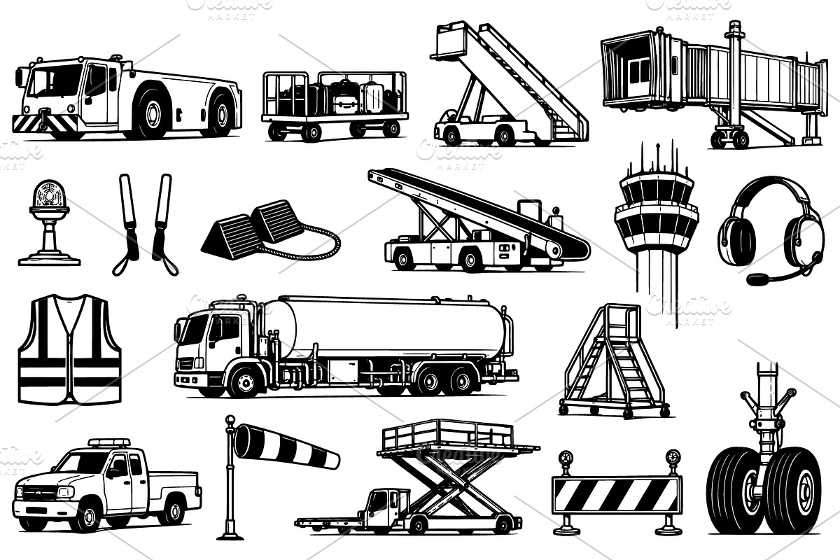 Airport Doodle SVG – 18 Icons, a Transportation Illustration by Ghagra (Photo 2 of 3)
