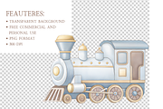 Vintage Blue Train PNG Set, an Illustration by MockupWizard (Thumbnail 3 of 4)