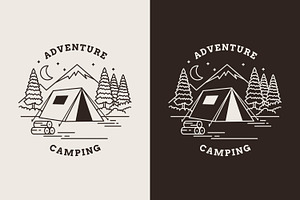 Monoline logo camping in the wild, a Branding & Logo Template by Saba Vector