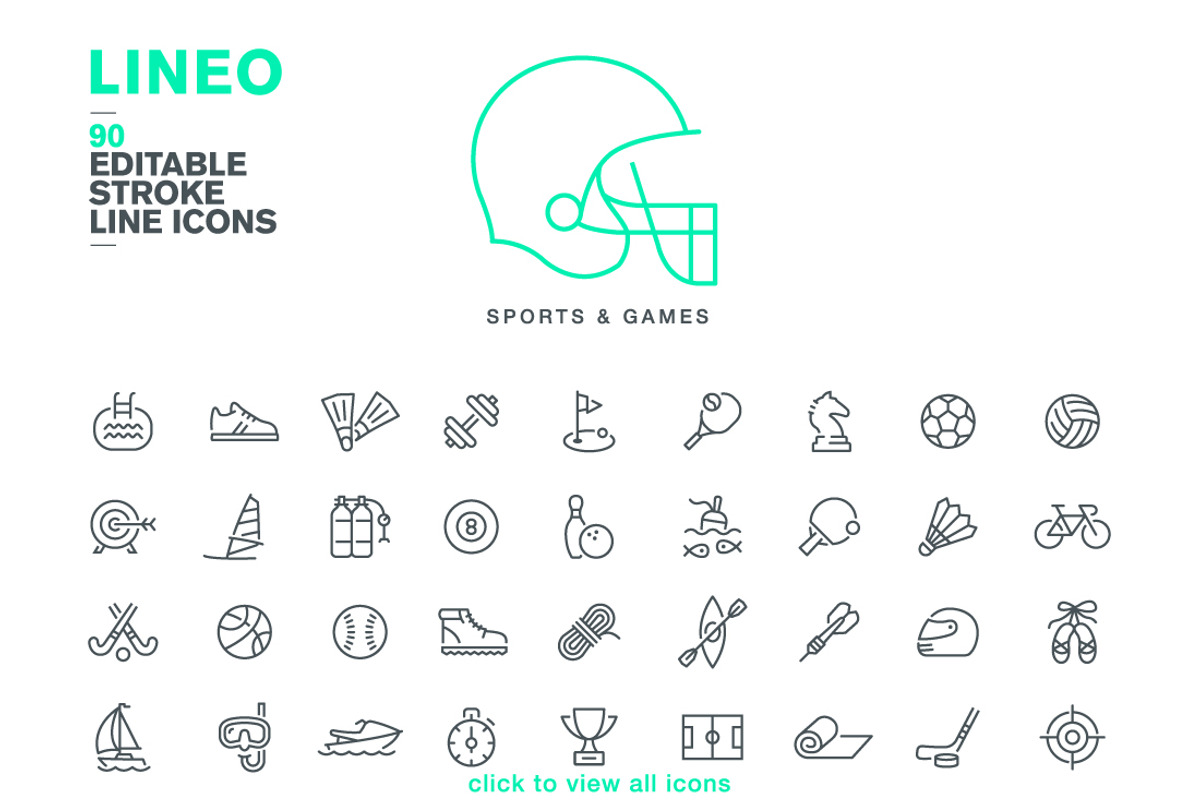 LINEO - 90 SPORTS ICONS, an Outline Icon by sharpnose (Photo 2 of 6)