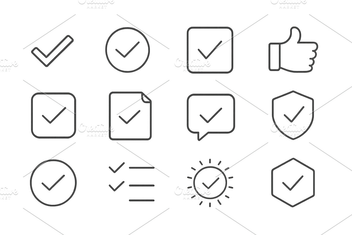 Collection of vector check mark and, an Object Illustration by ZinetroN