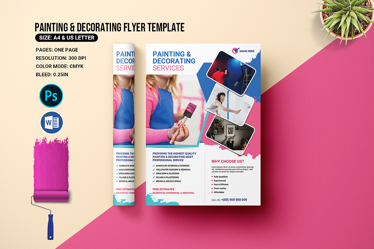 Painting & Decorating Service Flyer, a Print Template by retrographix (Photo 1 of 5)