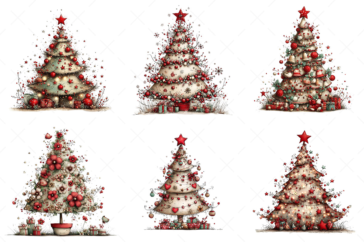 Whimsical Christmas Tree Clipart Png, an Illustration by Craft Nest (Photo 6 of 10)