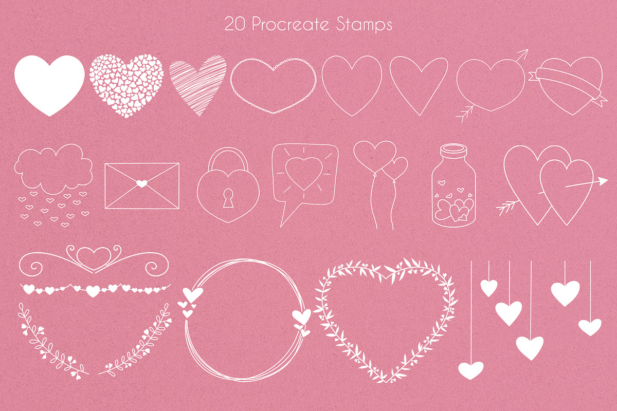 Procreate Heart Stamps, a Brush Add-On by SmuffizStudio (Photo 2 of 8)