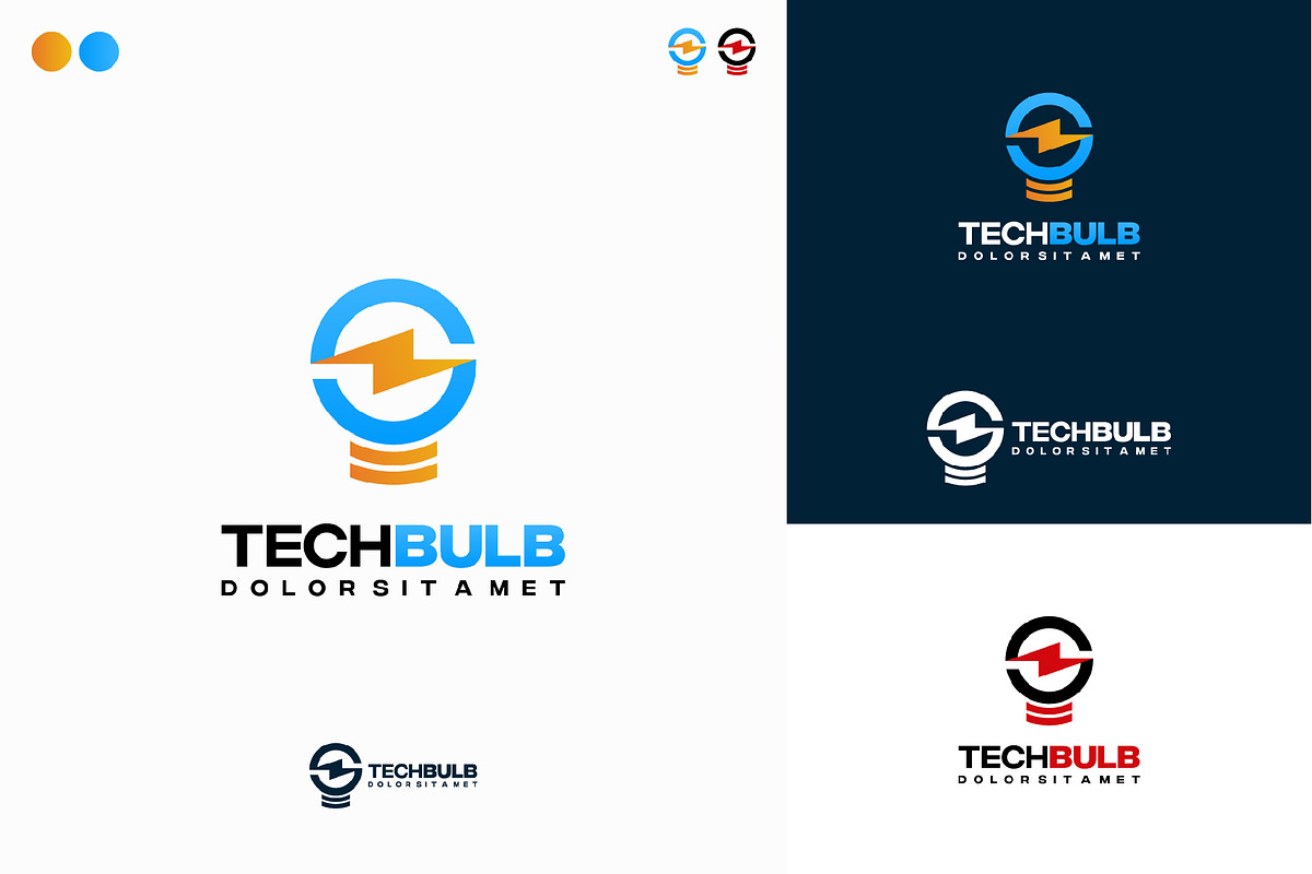 Set of Modern Tech Bulb logo designs, a Branding & Logo Template by Lucky Creative (Photo 4 of 5)