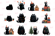 Quirky Christmas Cat Clipart, an Illustration by Markicha Art (Thumbnail 2 of 7)