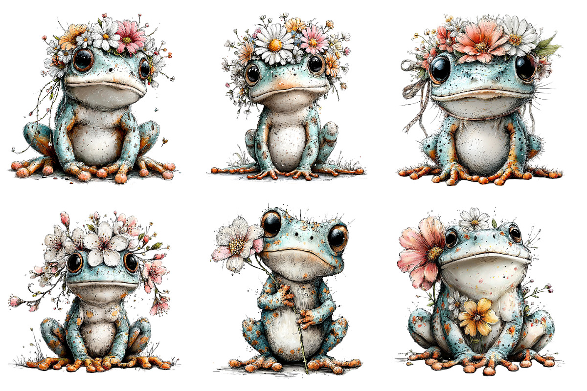 Whimsical Spring Frog Clipart, an Illustration by Dream Creation (Photo 3 of 6)