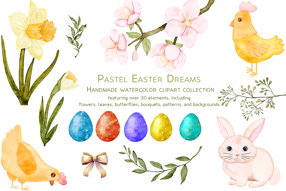Pastel Easter Dreams Set, a Decorative Illustration by Aurella Art (Photo 1 of 11)