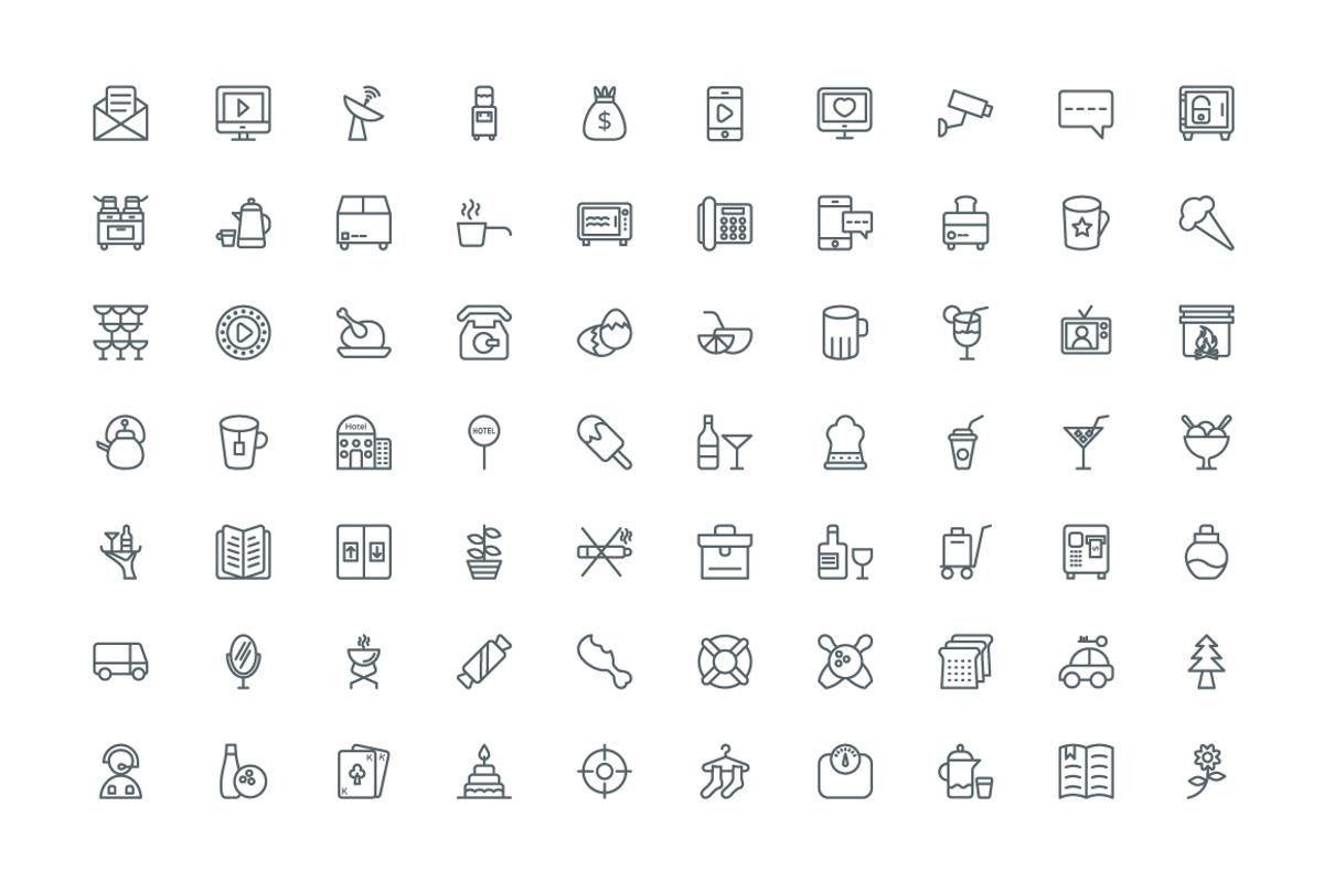 390 Hotel Line Icons, an Outline Icon by Vectors Market (Photo 5 of 6)