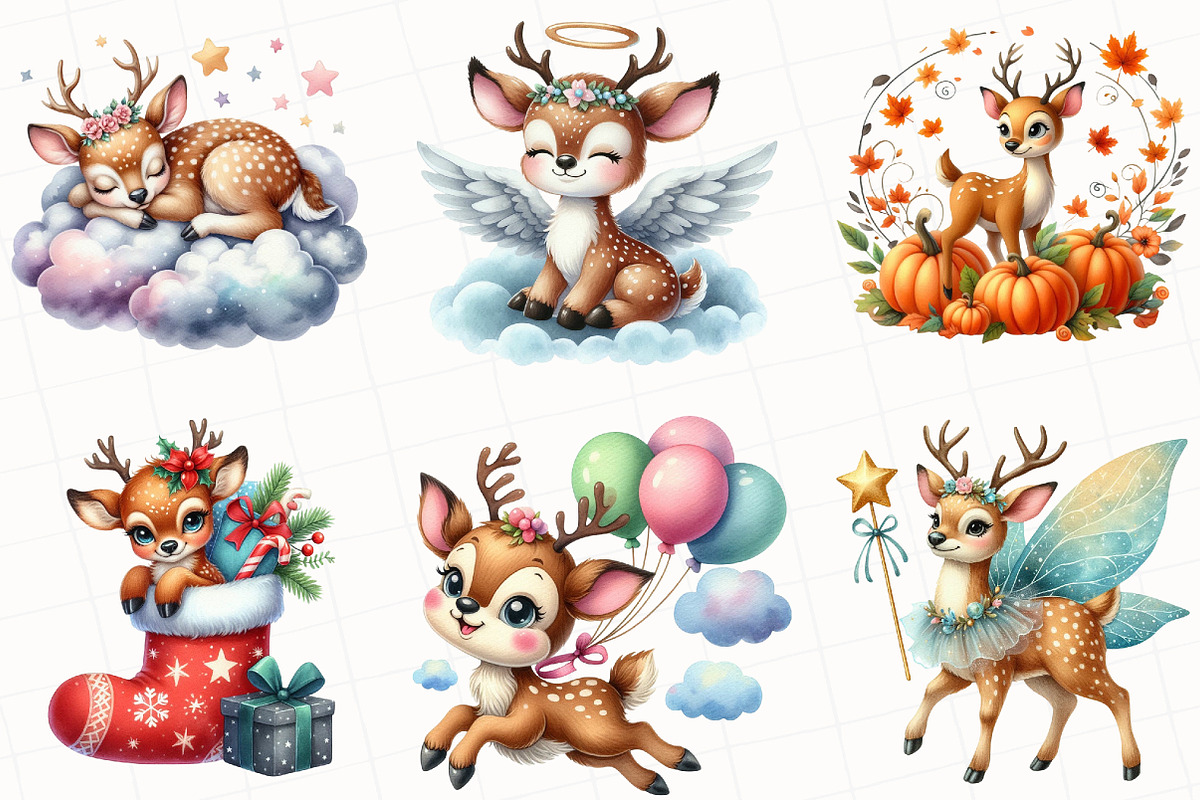 Watercolor Deer Sublimation Clipart, an Illustration by OK Design (Photo 2 of 5)