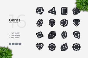 Gems Solid Icons, an Icon by Upnowgraphic