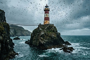 Remote Lighthouse on Rocky Isle, a Nature Photo by Virgo Studio
