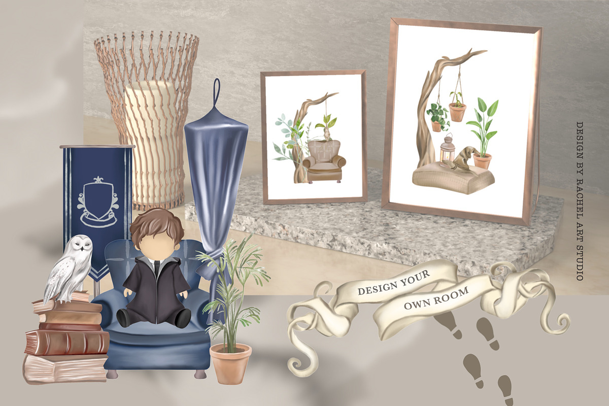 Wizarding Blue House in Christmas, an Illustration by Rachel Art Studio (Photo 4 of 10)