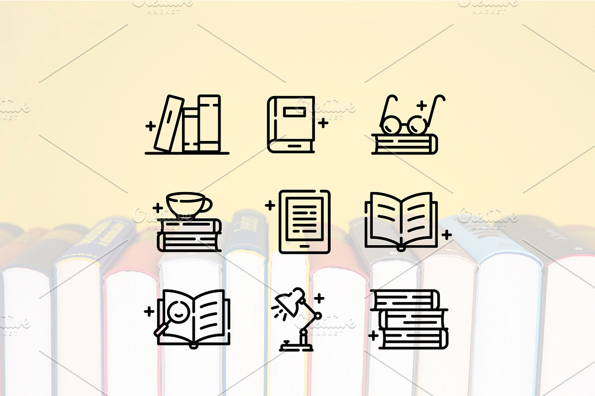 Books & Reading Line Icons, an Outline Icon by Lyolya Profitrolya (Photo 2 of 2)