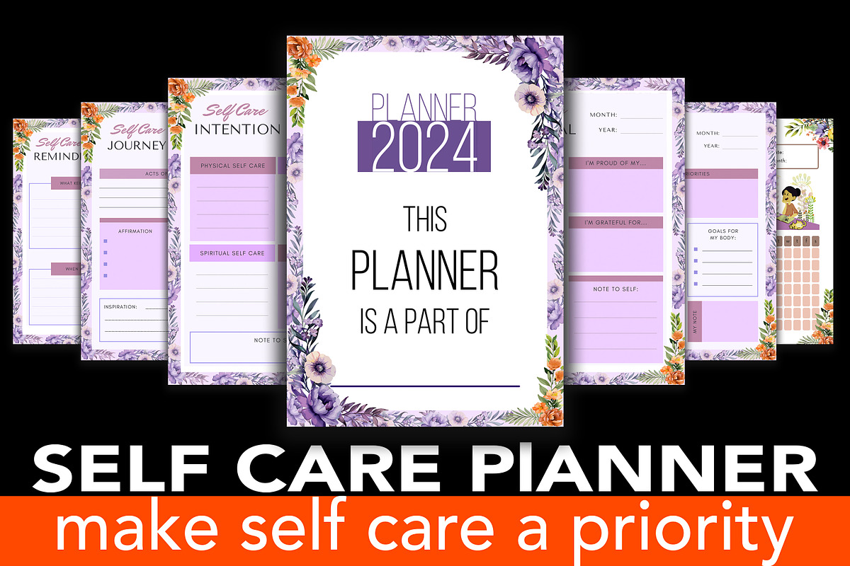 Self-Care Planner, Planner 2024, a Presentation Template by JustArtDigital (Photo 1 of 8)