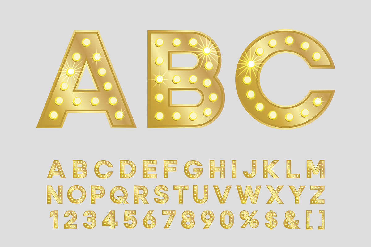 Gold retro letters vector PNG EPS AI, an Object Graphic by MariiaVD (Photo 2 of 6)