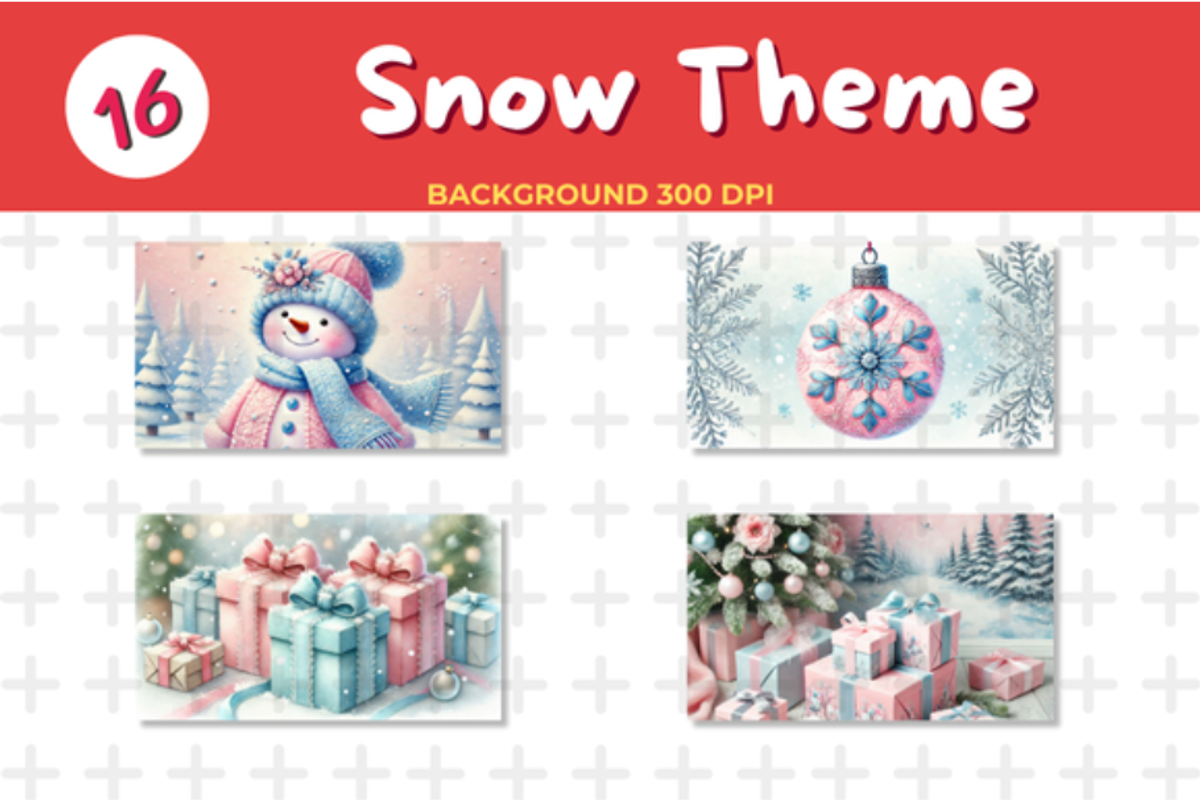 Watercolor Pastel Pink and Blue Snow, a Seasonal Illustration by John_Walker (Photo 2 of 5)
