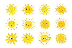 Sun Characters, Happy Faces