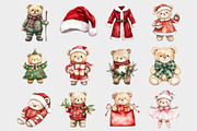 Watercolor Christmas Teddy Bears Cli, a Seasonal Illustration by Design Market (Thumbnail 2 of 5)
