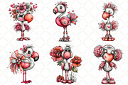 Whimsical Valentine Flamingo Clipart, an Illustration by Black Bird Studio (Thumbnail 2 of 6)