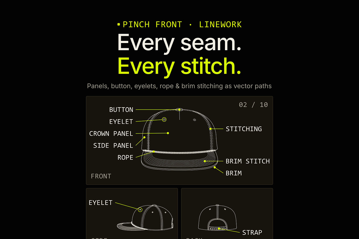 Hat Template - Pinch Hat, a Hat Mockup by Template Haven (Photo 2 of 12)
