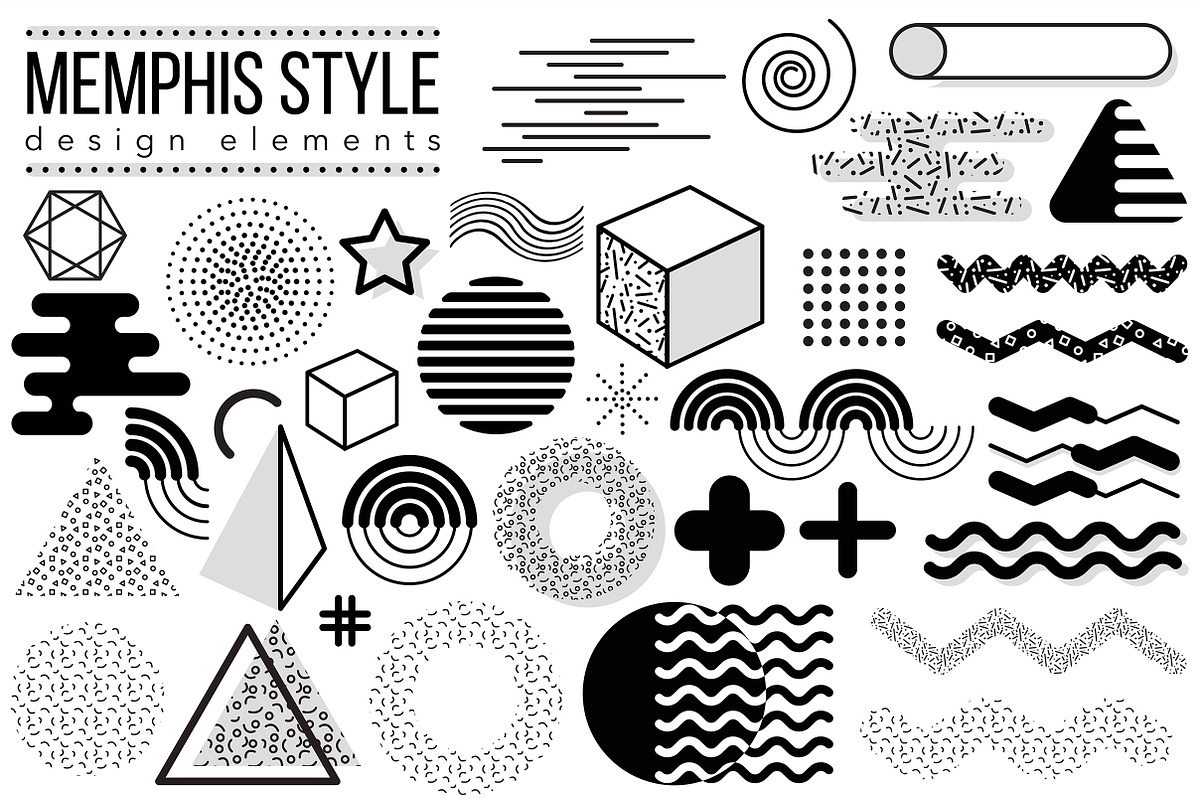 Graphic elements, Memphis style, an Outline Icon by OKart.studio (Photo 2 of 6)