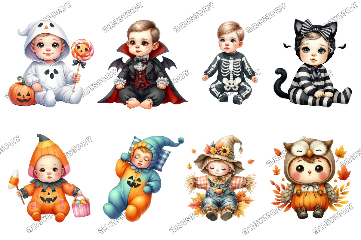 Autumn Spooky Cute Baby Clipart, a Graphic by designcity5 (Photo 3 of 5)