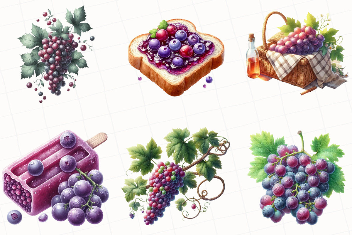 Watercolor Grape Clipart, an Illustration by OK Design (Photo 4 of 5)