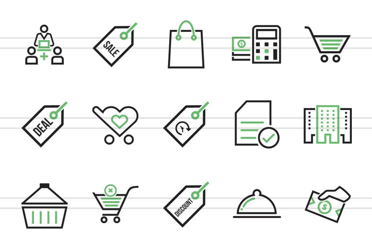 48 Ecommerce Green & Black Icons preview 2