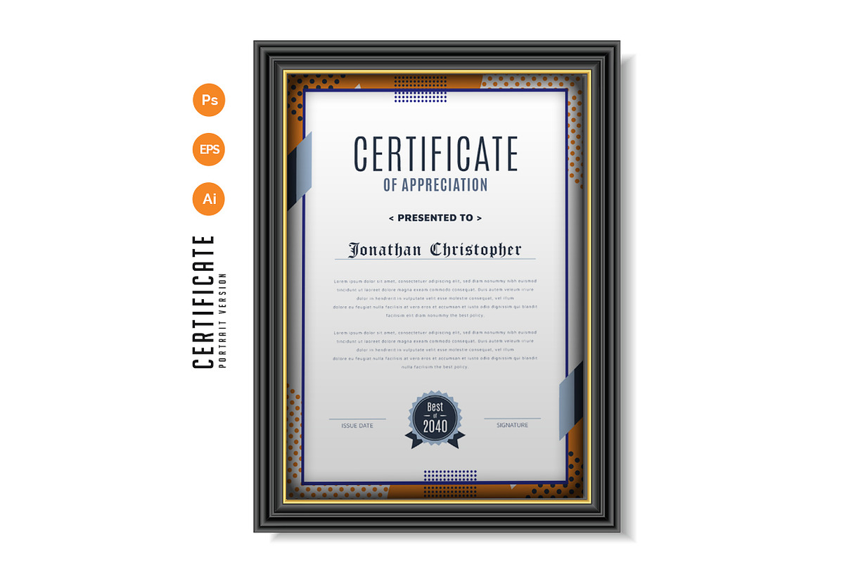 575. Modern Certificate Template, a Stationery Template by CreativeRezwan (Photo 3 of 3)