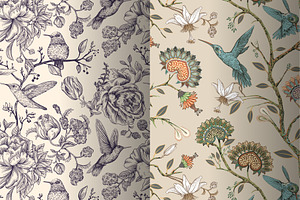 Floral Patterns With Birds