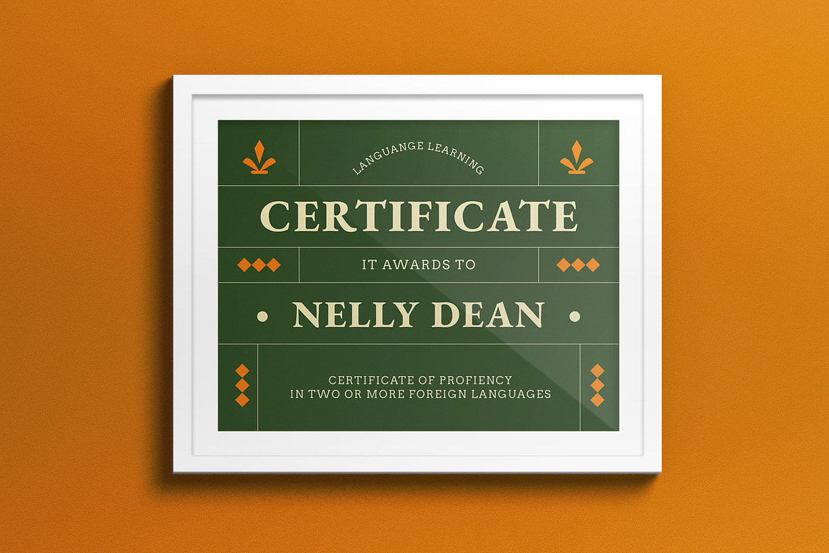Green Yellow Art Deco Certificate, a Print Template by graphicook (Photo 1 of 3)