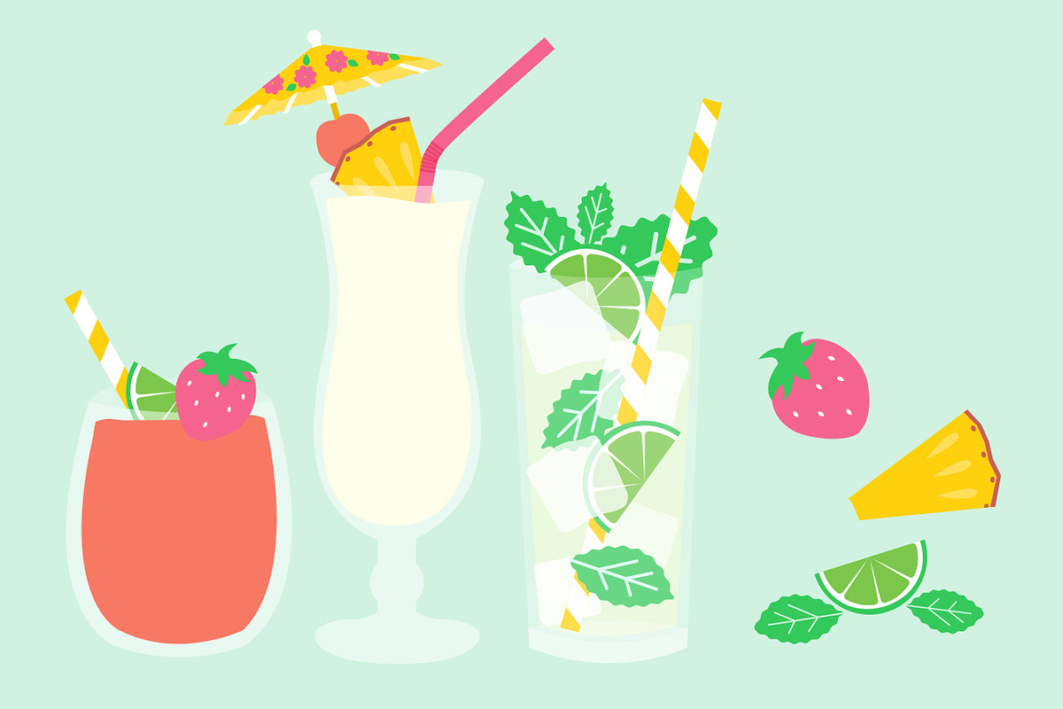 Vector Summer Cocktails, a Food Illustration by Sarah Hearts (Photo 2 of 3)