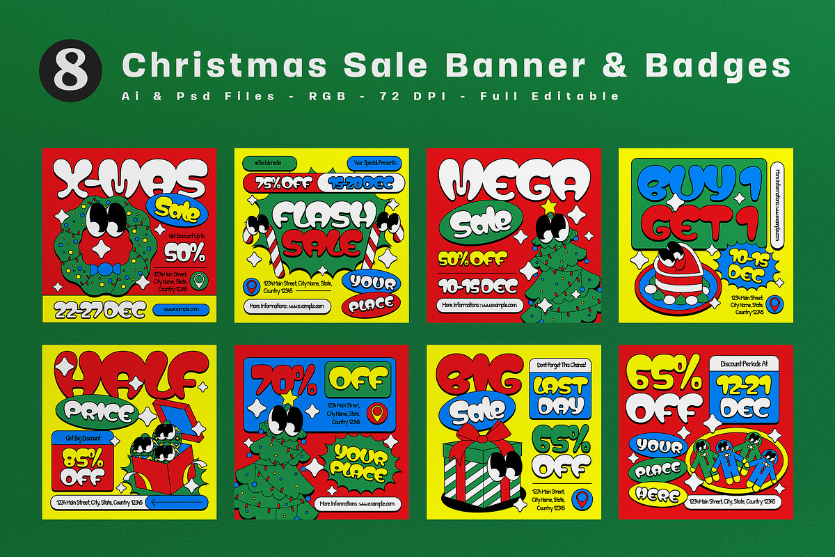 Red Yellow Christmas Sale Banner, an UI Kit Template by graphicook (Photo 1 of 5)