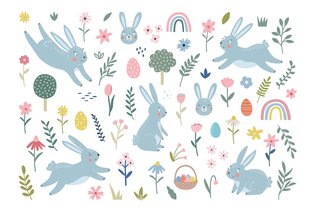 Easter Bunny Clipart, a Seasonal Illustration by Nadezhda Mikhailova (Photo 3 of 11)