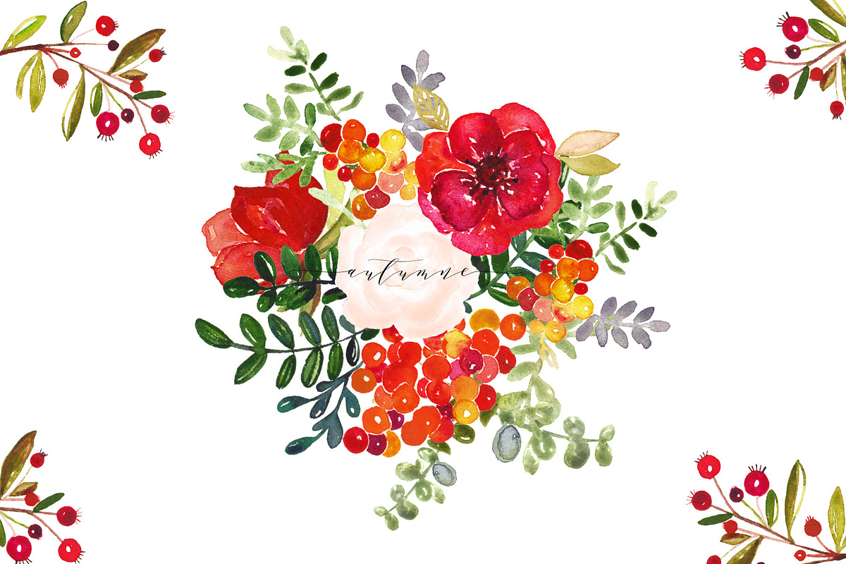 Autumn. Watercolor clip art., an Illustration by LABFcreations (Photo 1 of 4)