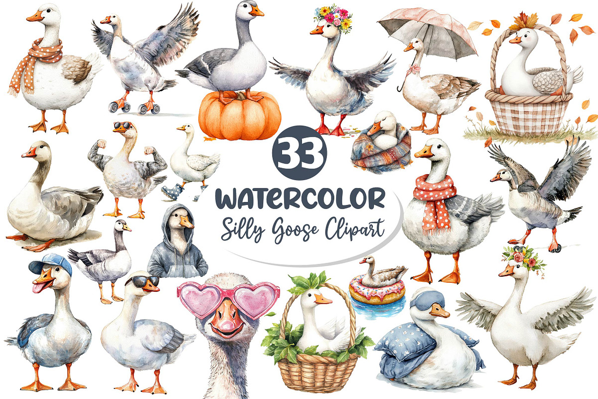 Silly Goose Sublimation Clipart, an Illustration by Dream Creation (Photo 1 of 4)