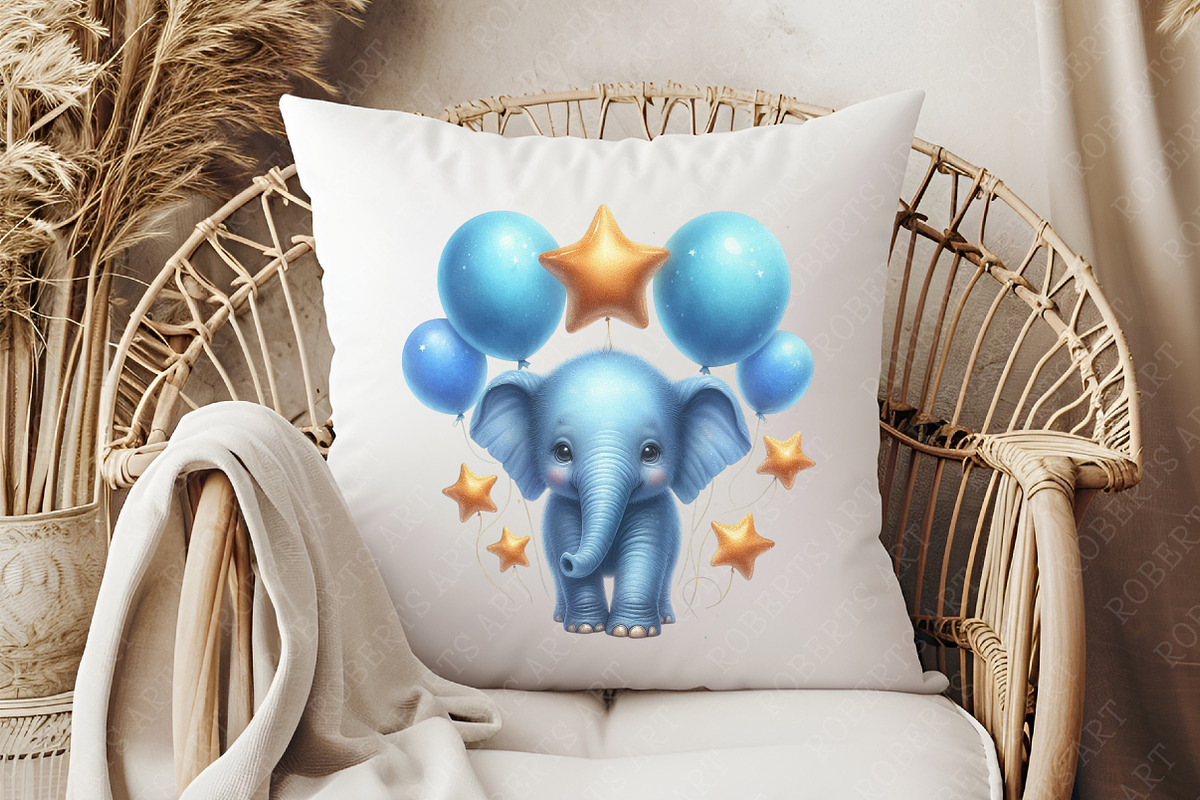 Elephant Birthday Watercolor Clipart, an Illustration by RobertsArt (Photo 6 of 8)