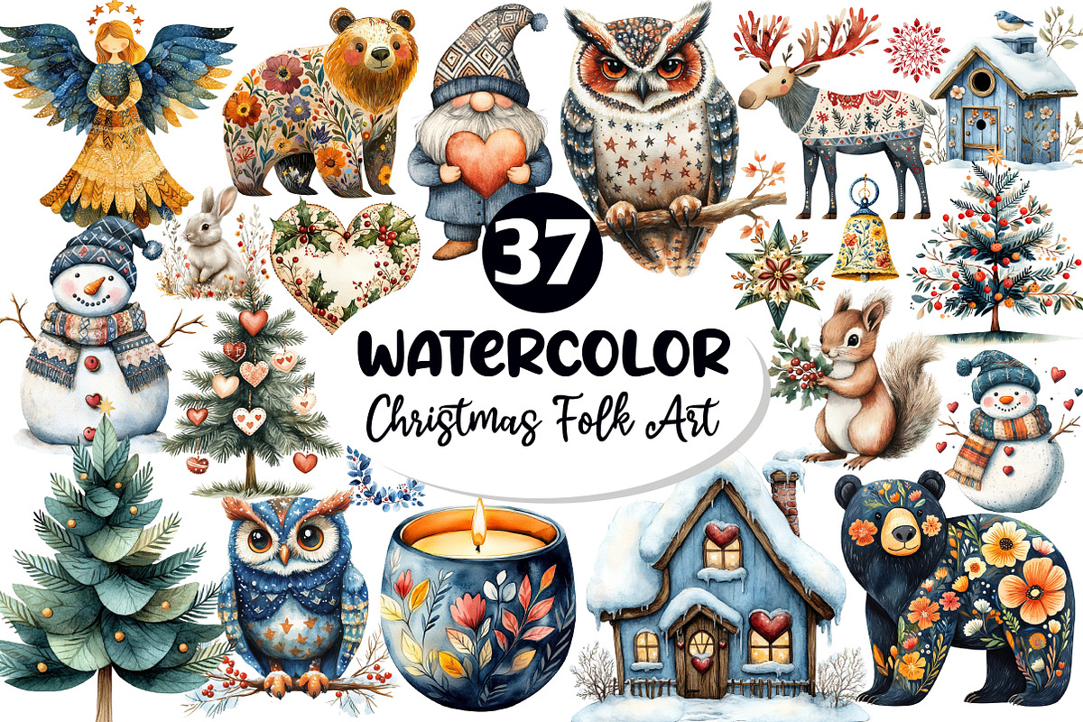 Christmas Scandinavian Folk Art Clip, an Illustration by Dream Creation (Photo 1 of 7)