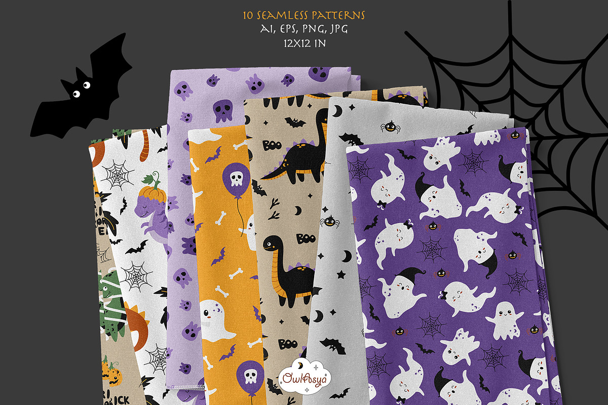 Boo DINO Halloween collection, a Seasonal Illustration by owlasya (Photo 6 of 10)