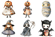 Whimsical Halloween Dolls Clipart, an Illustration by DreamArtGraphic (Thumbnail 4 of 5)