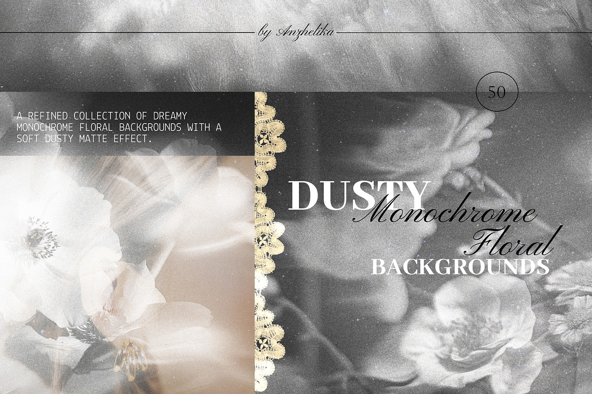 FLORAL Dusty Monochrome Backgrounds, a Background Graphic by Anzhelika (Photo 1 of 10)
